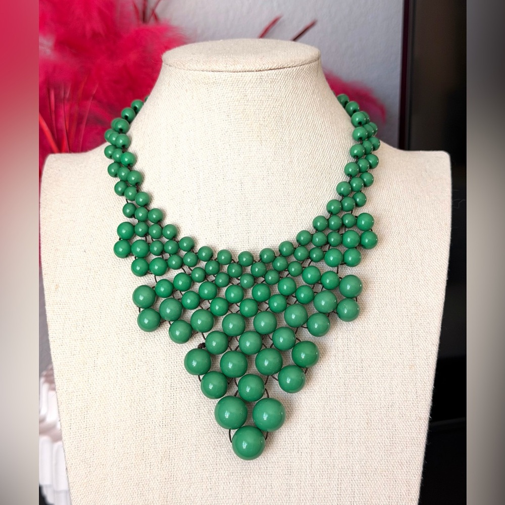 Green Statement Bubble Bib Necklace